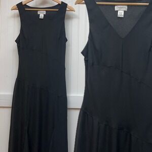 Chadwick's Black Sleeveless Midi Dress Whimsigoth Handkerchief Evening Womens 12